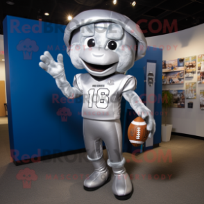 Silver American Football Helmet mascot costume character dressed with a Romper and Earrings