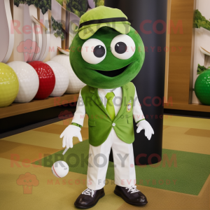 Olive Golf Ball mascot costume character dressed with a Blazer and Shoe clips