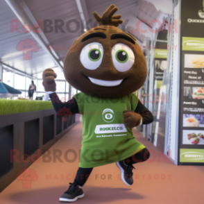 Olive Guinness mascot costume character dressed with a Running Shorts and Necklaces