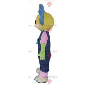 Mascot pretty yellow and blue flower cute and colorful -