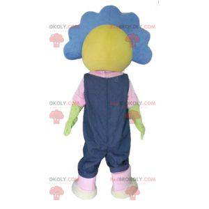 Maskottchen hübsche gelbe und blaue Blume niedlich und bunt -