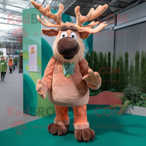 Peach Irish Elk mascot costume character dressed with a Corduroy Pants and Anklets