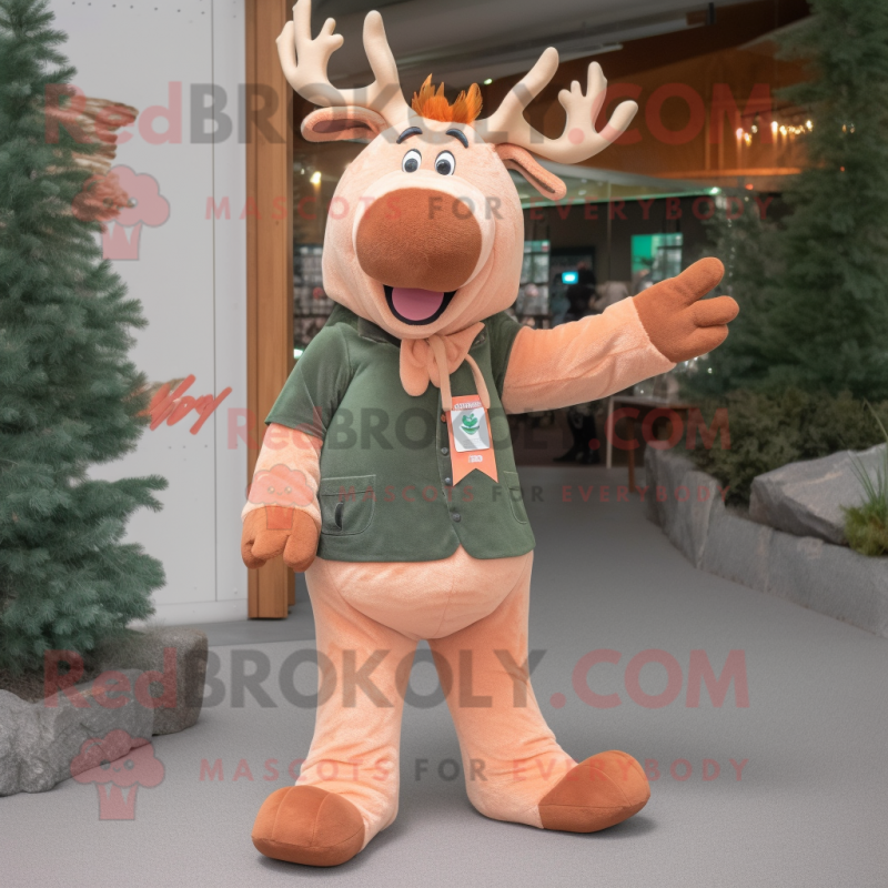 Peach Irish Elk mascot costume character dressed with a Corduroy Pants and Anklets