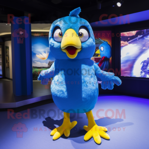 Blue Canary mascot costume character dressed with a Playsuit and Anklets