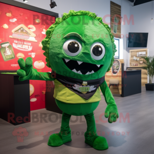 Forest Green Tacos mascot costume character dressed with a Joggers and Cufflinks
