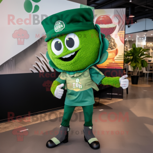 Forest Green Tacos mascot costume character dressed with a Joggers and Cufflinks