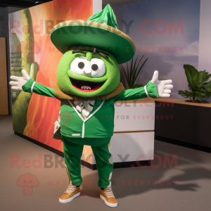 Forest Green Tacos mascot costume character dressed with a Joggers and Cufflinks