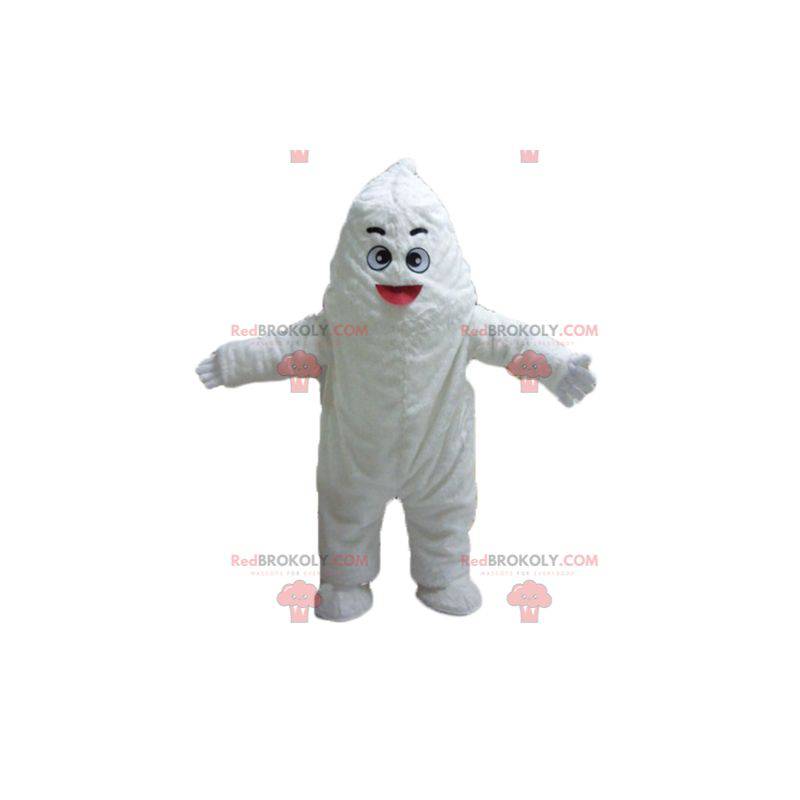 Mascota del monstruo blanco yeti gigante y sonriente -