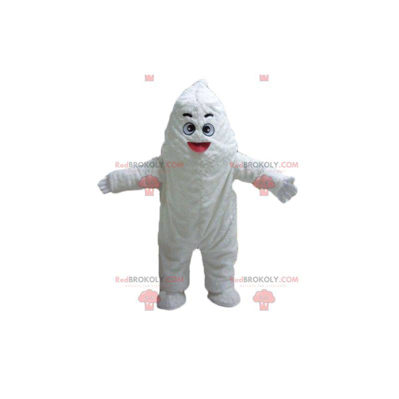 Mascote gigante e sorridente do monstro branco yeti -
