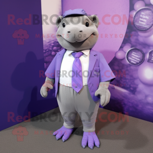 Lavender Glyptodon mascot costume character dressed with a Suit Jacket and Scarf clips