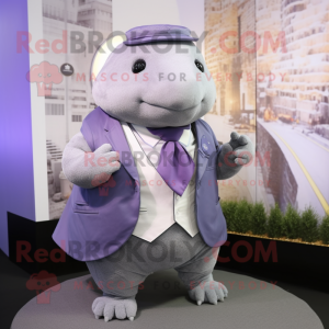 Lavender Glyptodon mascot costume character dressed with a Suit Jacket and Scarf clips