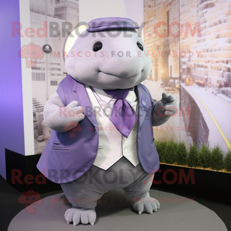 Lavender Glyptodon mascot costume character dressed with a Suit Jacket and Scarf clips Lavender Glyptodon mascot costume character dressed with a Suit Jacket and Scarf clips