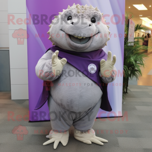 Lavender Glyptodon mascot costume character dressed with a Suit Jacket and Scarf clips