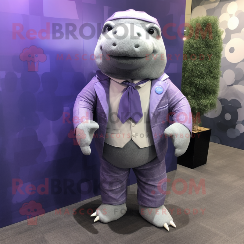 Lavender Glyptodon mascot costume character dressed with a Suit Jacket and Scarf clips