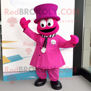 Magenta Wrist Watch mascot costume character dressed with a Parka and Bow ties