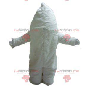 Mascote gigante e sorridente do monstro branco yeti -