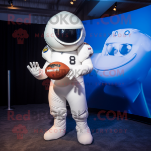 White American Football Helmet mascot costume character dressed with a Ball Gown and Gloves