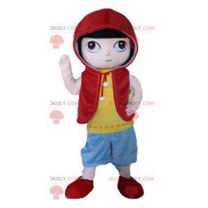 Manga karakter jongen mascotte in kleurrijke outfit -