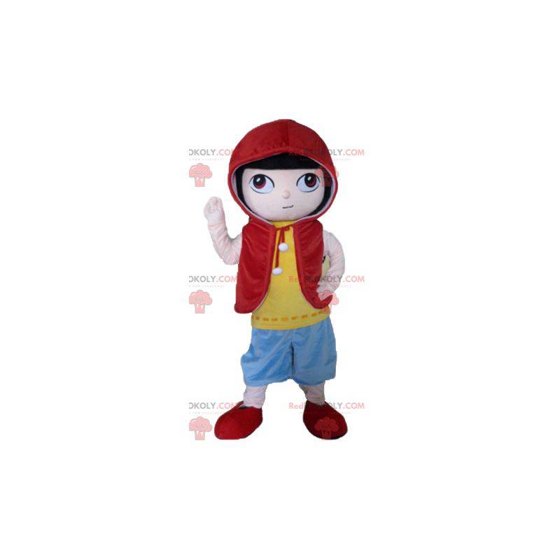 Mascotte de garçon de personnage de manga en tenue colorée -
