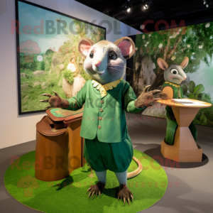 Forest Green Dormouse mascot costume character dressed with a Midi Dress and Cufflinks