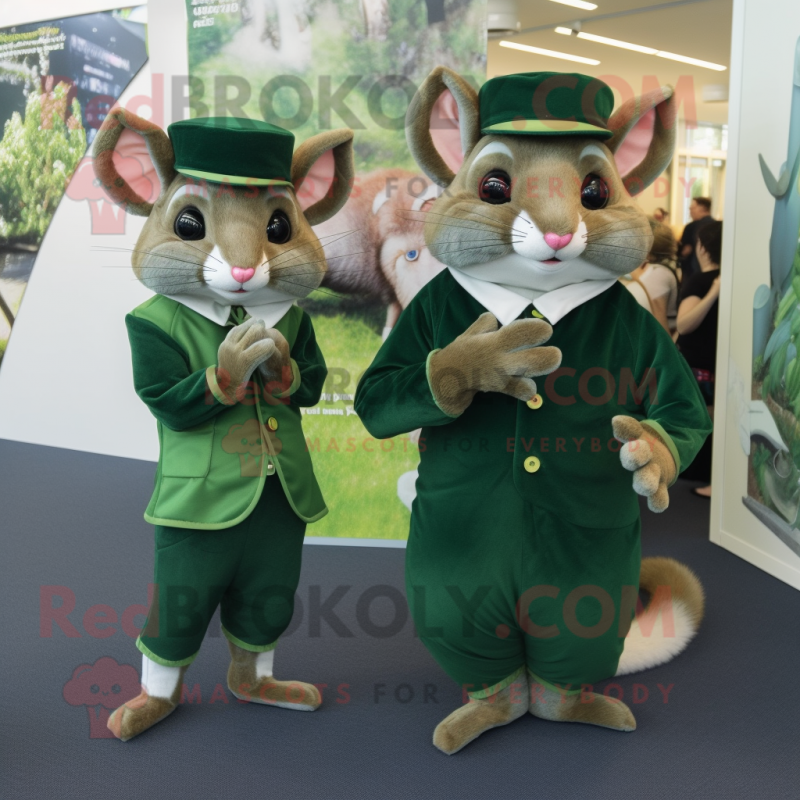 Forest Green Dormouse mascot costume character dressed with a Midi Dress and Cufflinks Forest Green Dormouse mascot costume character dressed with a Midi Dress and Cufflinks