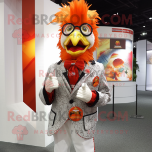 nan Rooster mascot costume character dressed with a Suit and Brooches