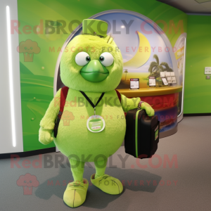 Lime Green Kiwi mascot costume character dressed with a Shorts and Wallets