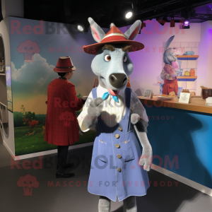 nan Donkey mascot costume character dressed with a Cocktail Dress and Berets