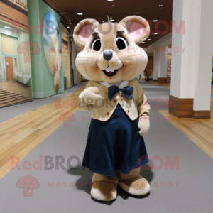 nan Dormouse mascot costume character dressed with a Dress Pants and Bow ties