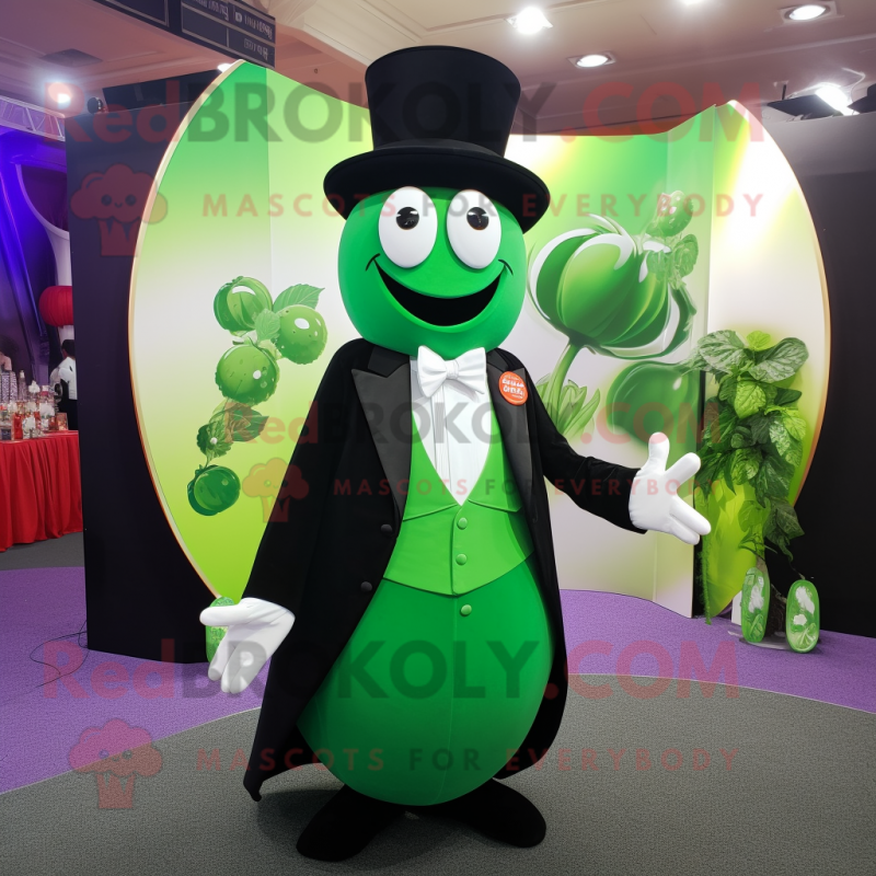 Green Radish mascot costume character dressed with a Tuxedo and Rings