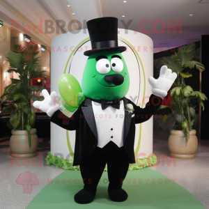 Green Radish mascot costume character dressed with a Tuxedo and Rings