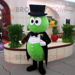 Green Radish mascot costume character dressed with a Tuxedo and Rings