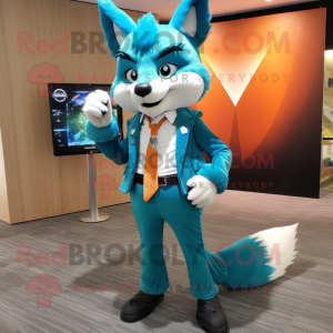 Turkos Fox maskot kostym...