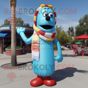 Sky Blue Hot Dog mascotte...