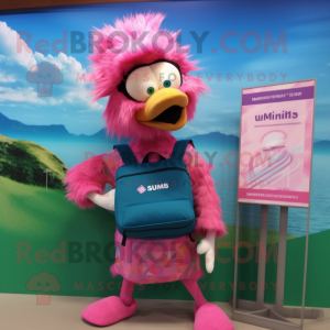 Roze Emu mascotte kostuum...