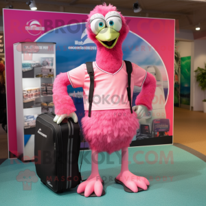 Roze Emu mascotte kostuum...
