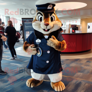 Navy Chipmunk mascot costume character dressed with a Cover-up and Rings