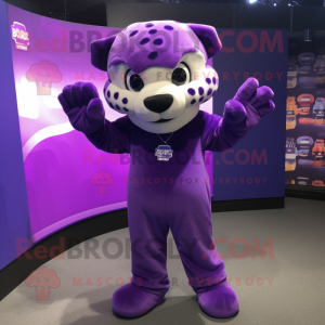 Lila Jaguar maskot kostym...