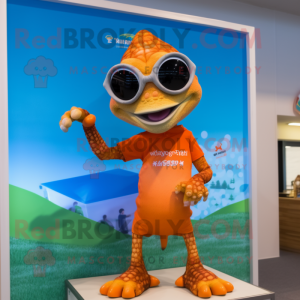 Orange Geckos mascot costume character dressed with a Bikini and Watches