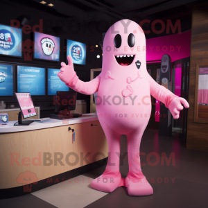 Pink Ghost maskot kostym...