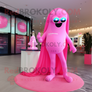 Pink Ghost maskot kostume...