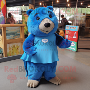 Blue Beaver maskot kostume...