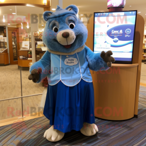 Blue Beaver maskot kostume...