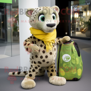 Oliven Cheetah maskot drakt...