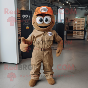 Rust Aglet mascot costume character dressed with a Cargo Pants and Lapel pins