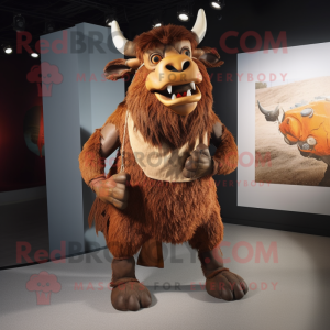 Rust Minotaur mascot costume character dressed with a Shorts and Scarves