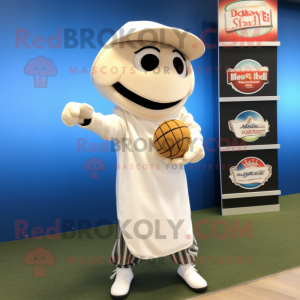 White Falafel mascot costume character dressed with a Baseball Tee and Wraps