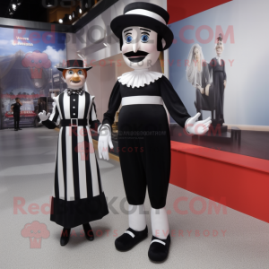 Black Mime mascot costume character dressed with a Sheath Dress and Ties