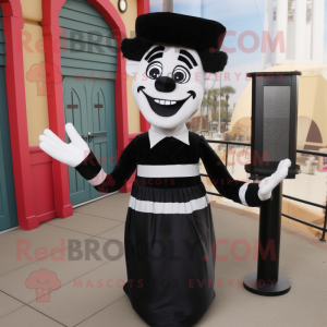 Black Mime mascot costume character dressed with a Sheath Dress and Ties