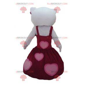 Mascotte Hello Kitty gekleed in een mooie rode jurk -